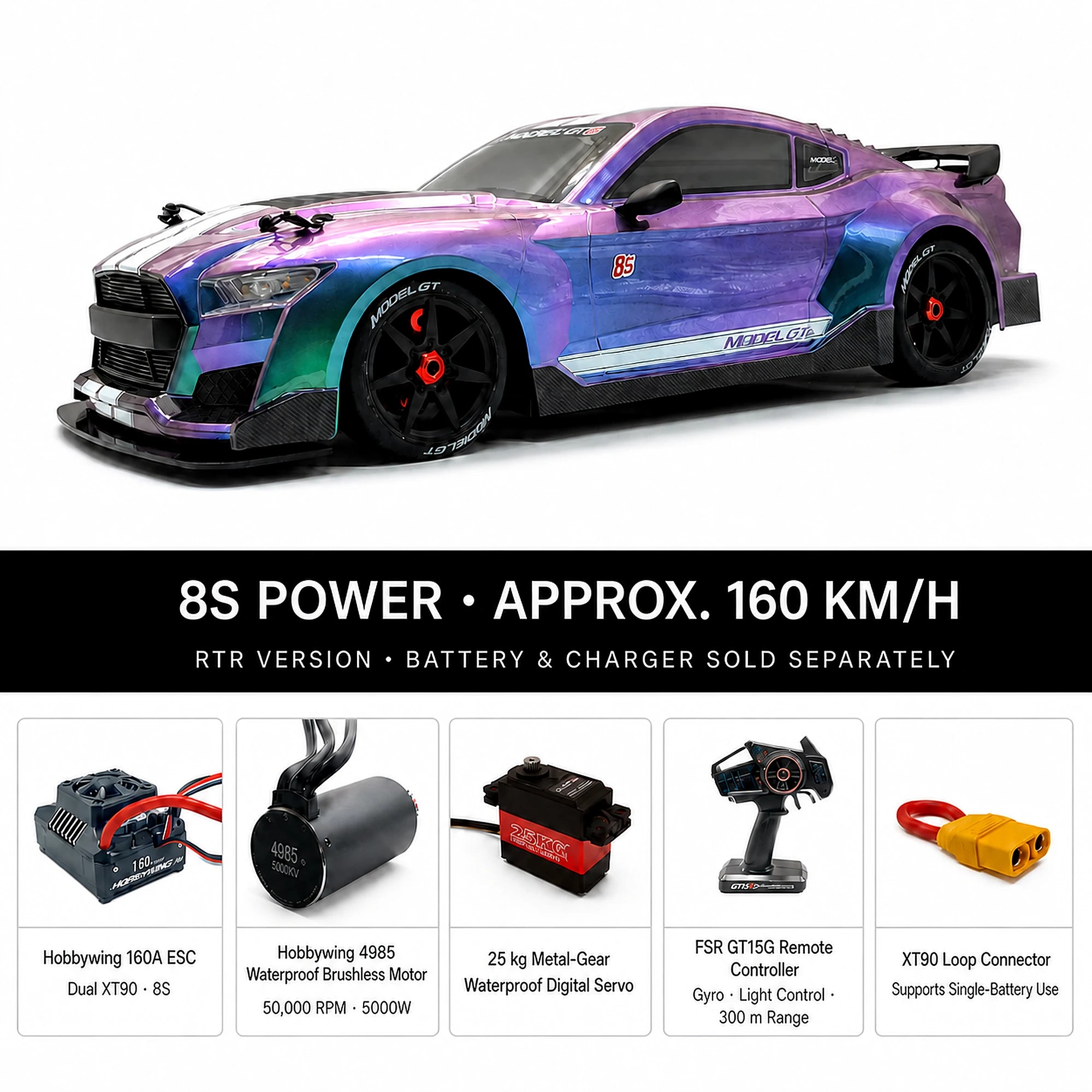 Model GT 8S RTR vehicle and included electronics