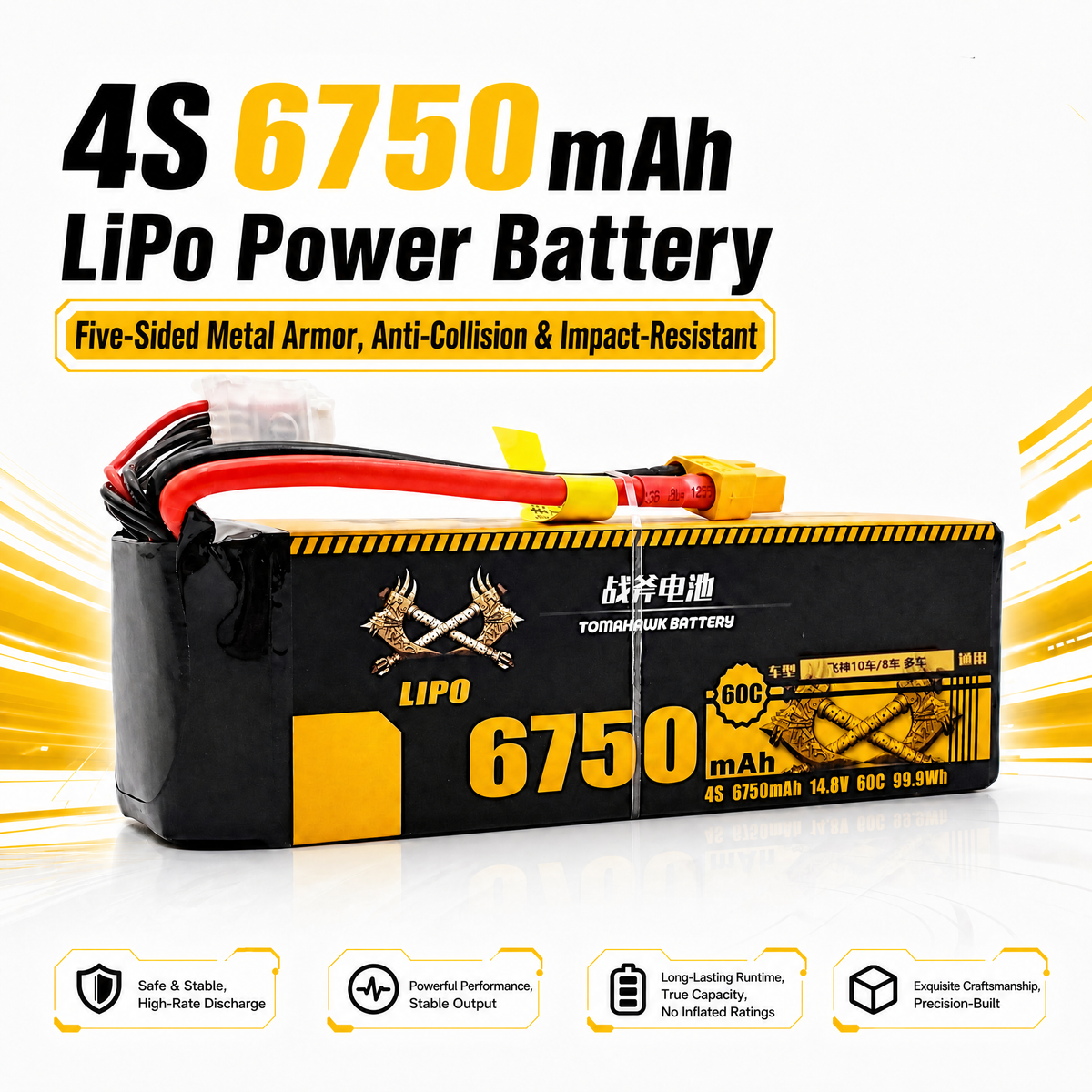 Tomahawk 4S 6750mAh 60C Hard Case LiPo Battery – 14.8V