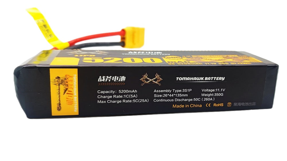 Tomahawk 3S 5200mAh 50C Hard Case LiPo Battery – 11.1V