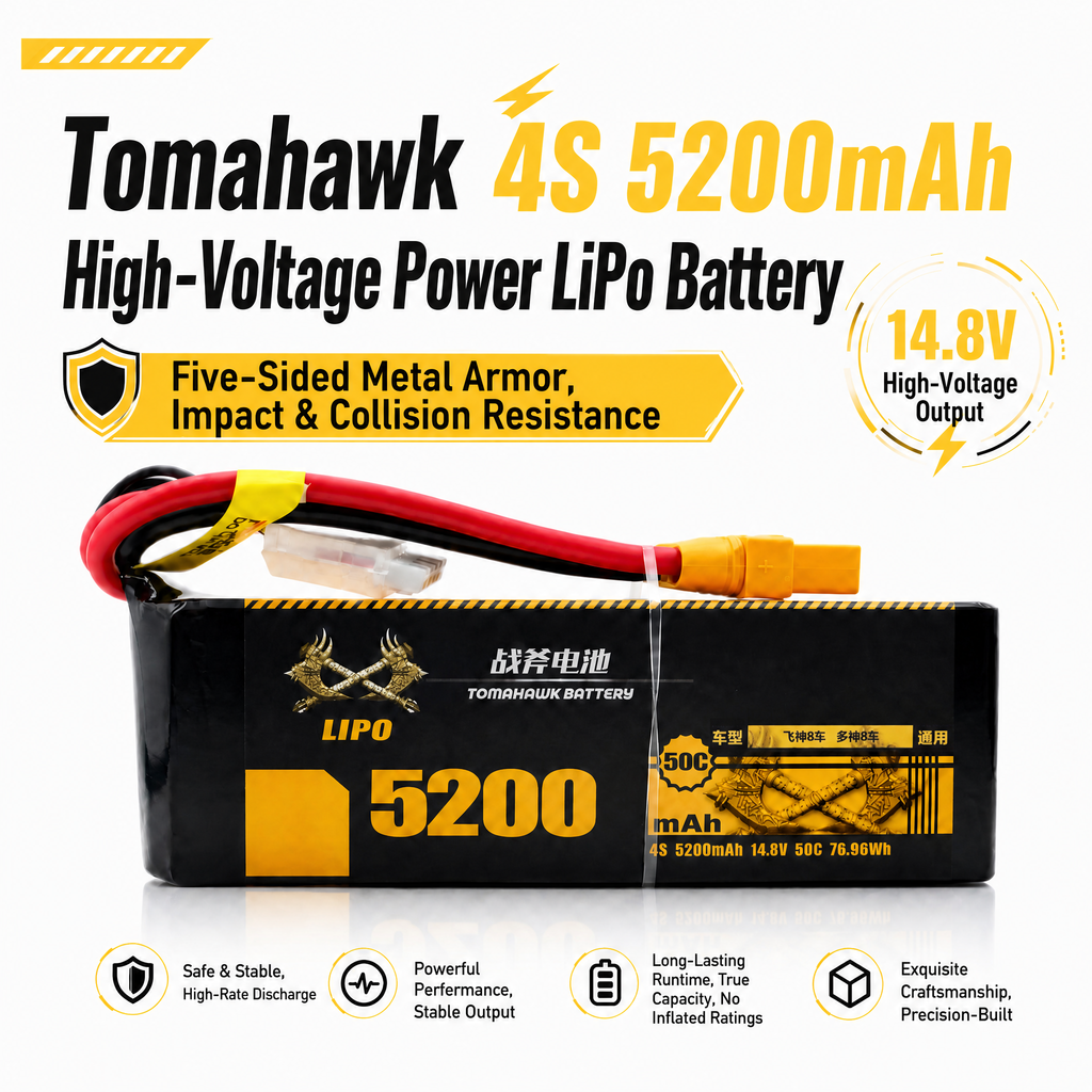 Tomahawk 4S 5200mAh 50C Hard Case LiPo Battery – 14.8V