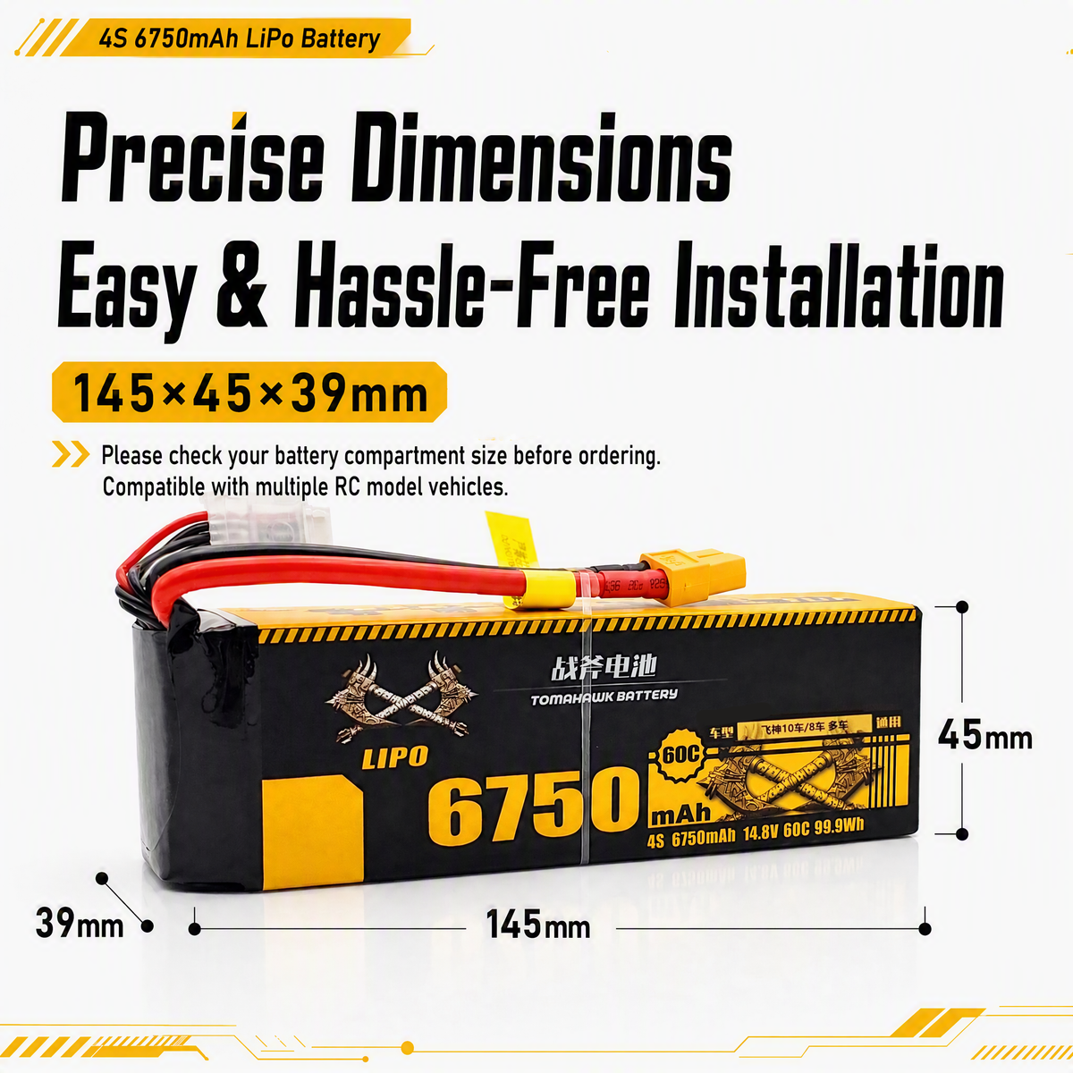 Tomahawk 4S 6750mAh 60C Hard Case LiPo Battery – 14.8V