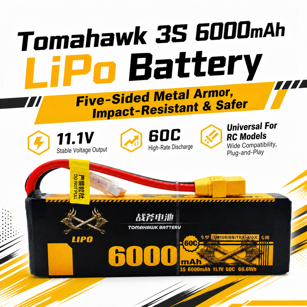 Tomahawk 3S 6000mAh 60C Hard Case LiPo Battery – 11.1V