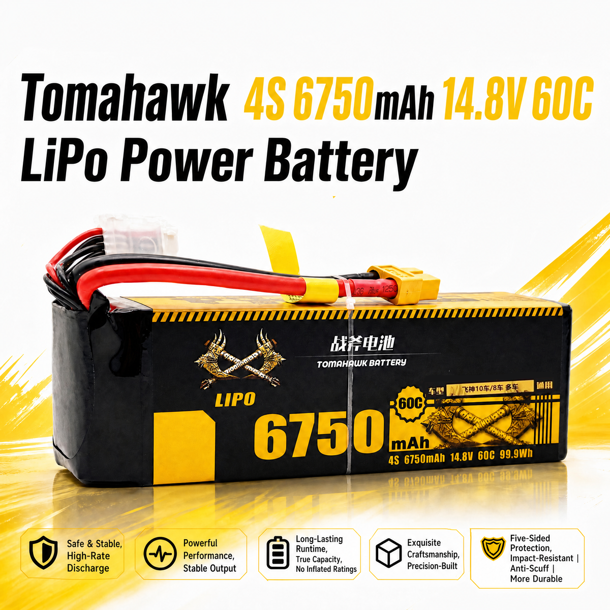 Tomahawk 4S 6750mAh 60C Hard Case LiPo Battery – 14.8V