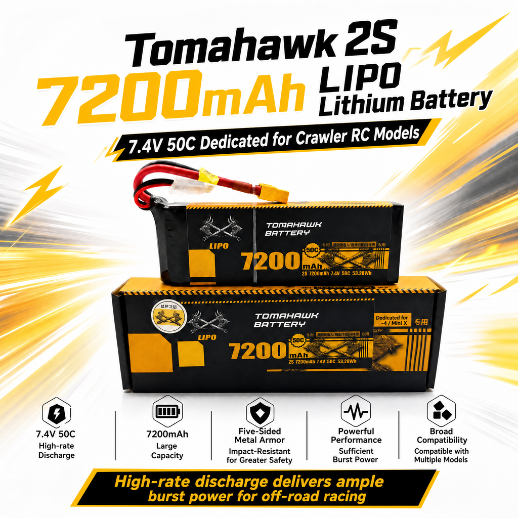 Tomahawk 2S 7200mAh 50C Hard Case LiPo Battery – 7.4V