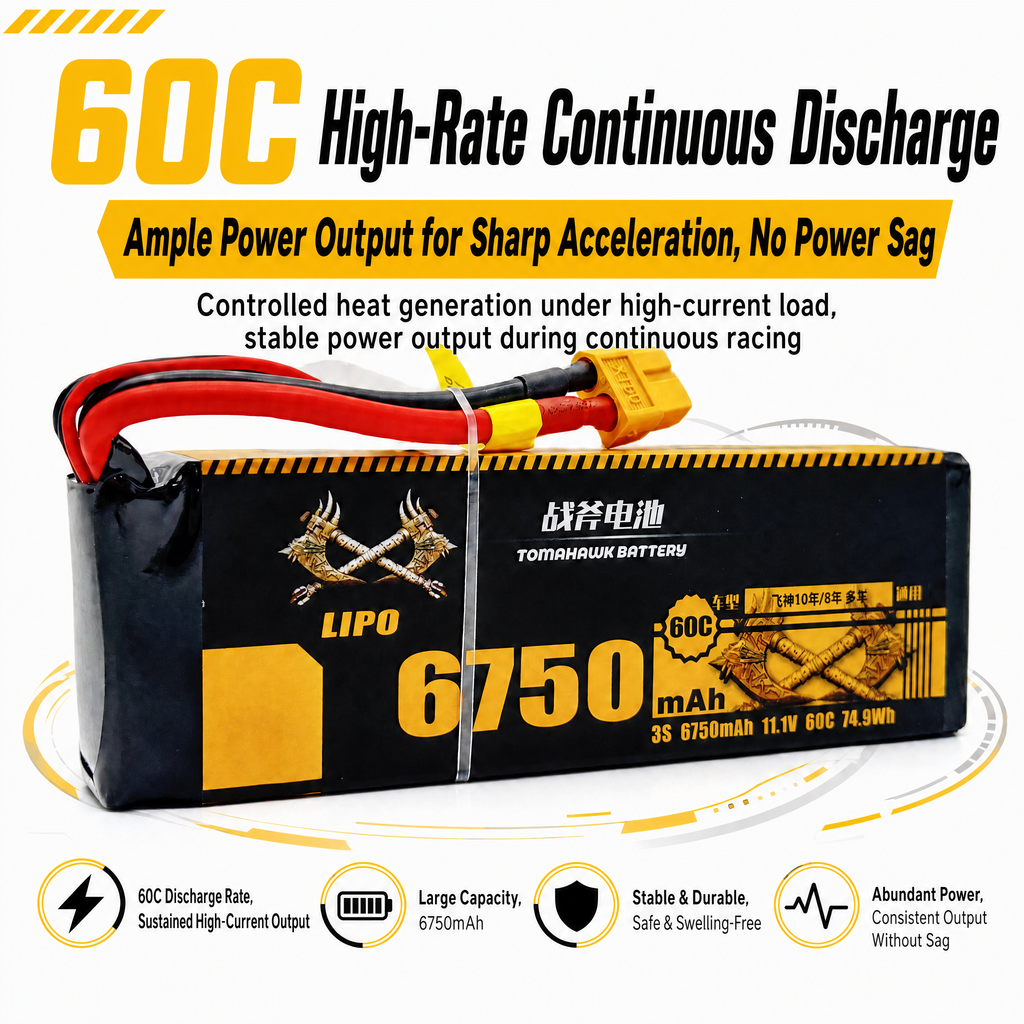 Tomahawk 3S 6750mAh 60C Hard Case LiPo Battery – 11.1V