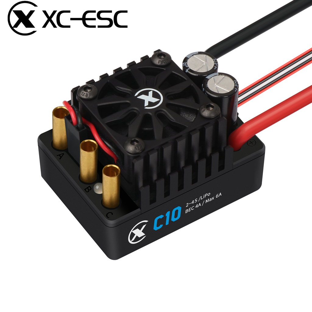 XC-ESC C10 120A Brushless ESC for 2-4S LiPo 1/10 RC Cars with Bluetooth App Tuning & Adjustable BEC