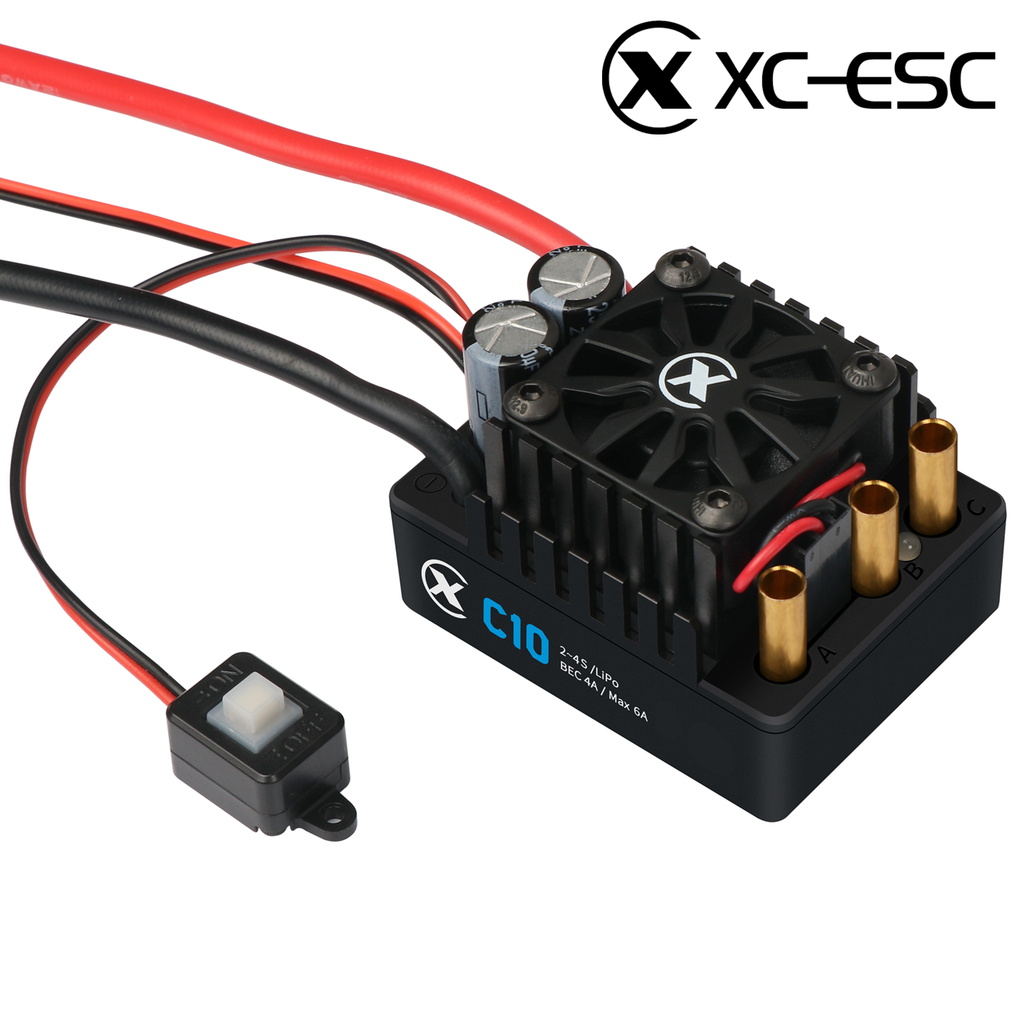 XC-ESC C10 120A Brushless ESC for 2-4S LiPo 1/10 RC Cars with Bluetooth App Tuning & Adjustable BEC