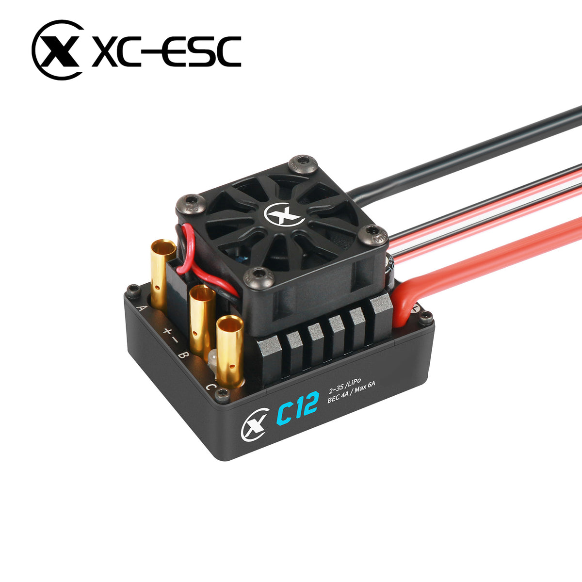 XC-ESC C12 60A Brushless ESC for 1/10 1/12 RC Cars with Bluetooth App Control & Adjustable BEC 2-3S LiPo