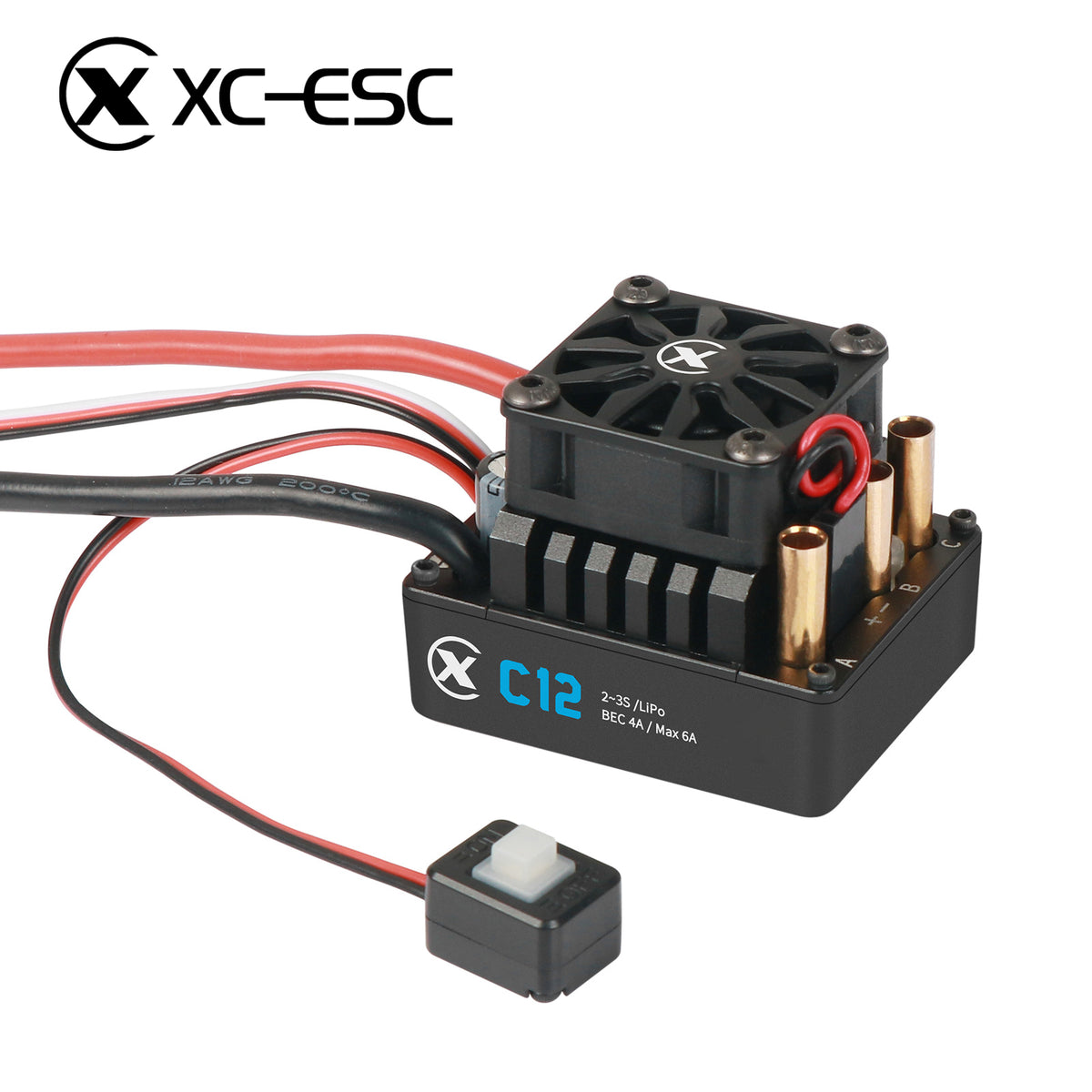 XC-ESC C12 60A Brushless ESC for 1/10 1/12 RC Cars with Bluetooth App Control & Adjustable BEC 2-3S LiPo