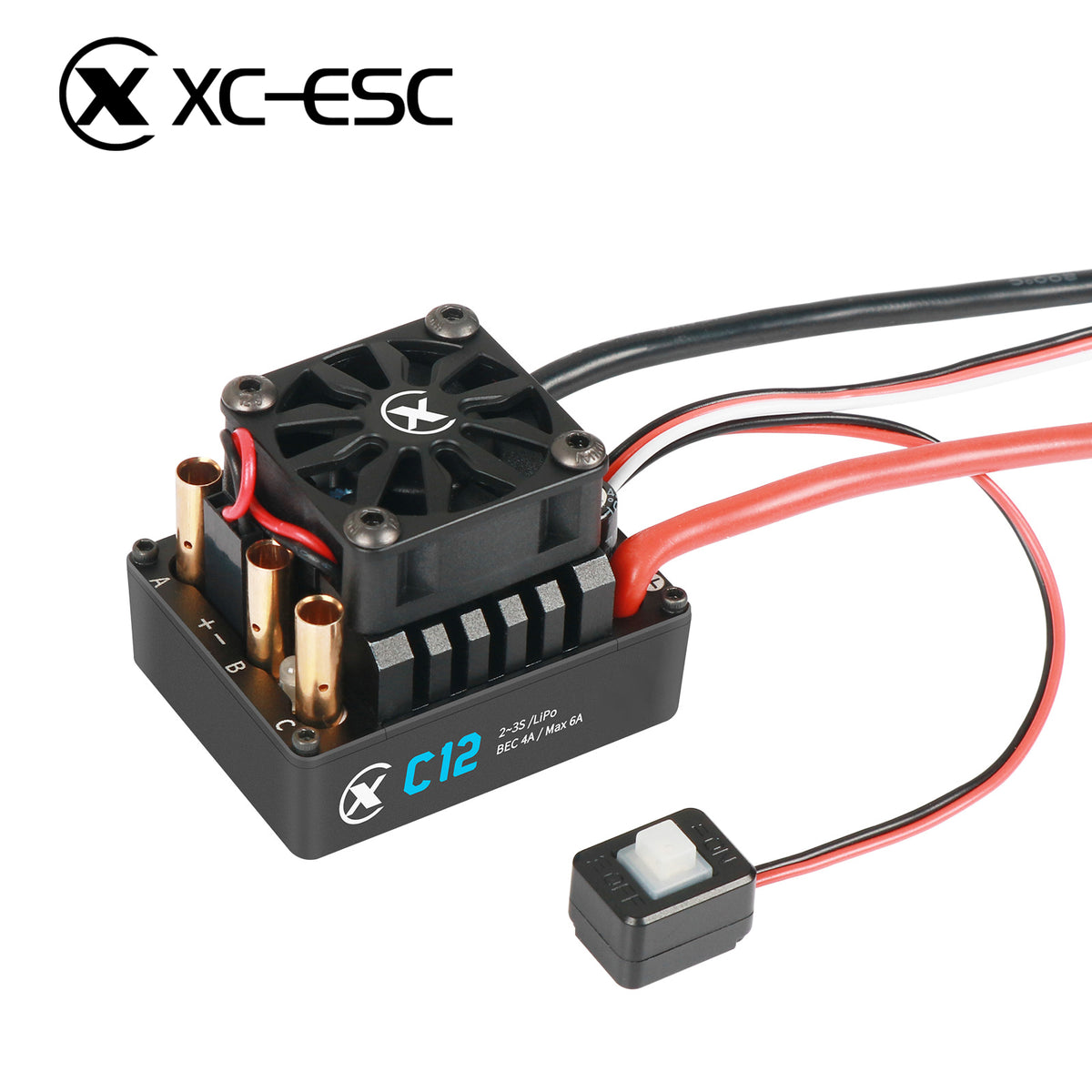 XC-ESC C12 60A Brushless ESC for 1/10 1/12 RC Cars with Bluetooth App Control & Adjustable BEC 2-3S LiPo