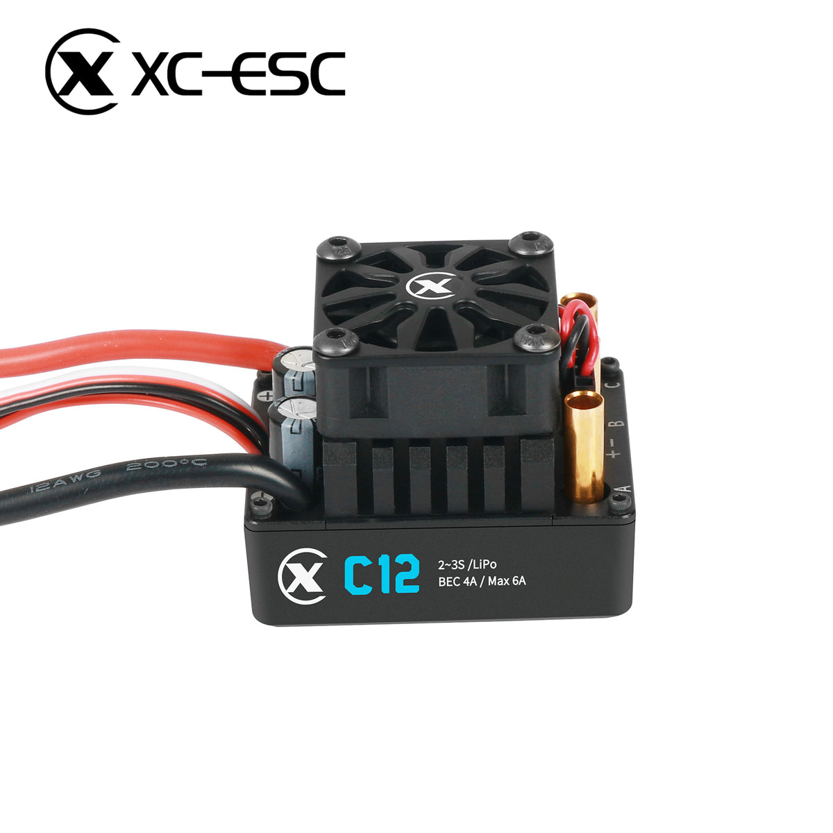 XC-ESC C12 60A Brushless ESC for 1/10 1/12 RC Cars with Bluetooth App Control & Adjustable BEC 2-3S LiPo