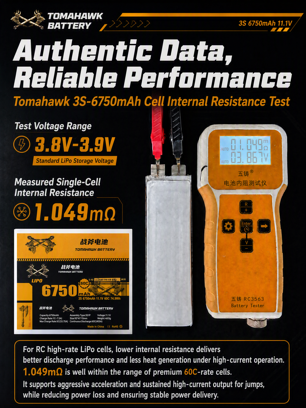 Tomahawk 4S 6750mAh 60C Hard Case LiPo Battery – 14.8V