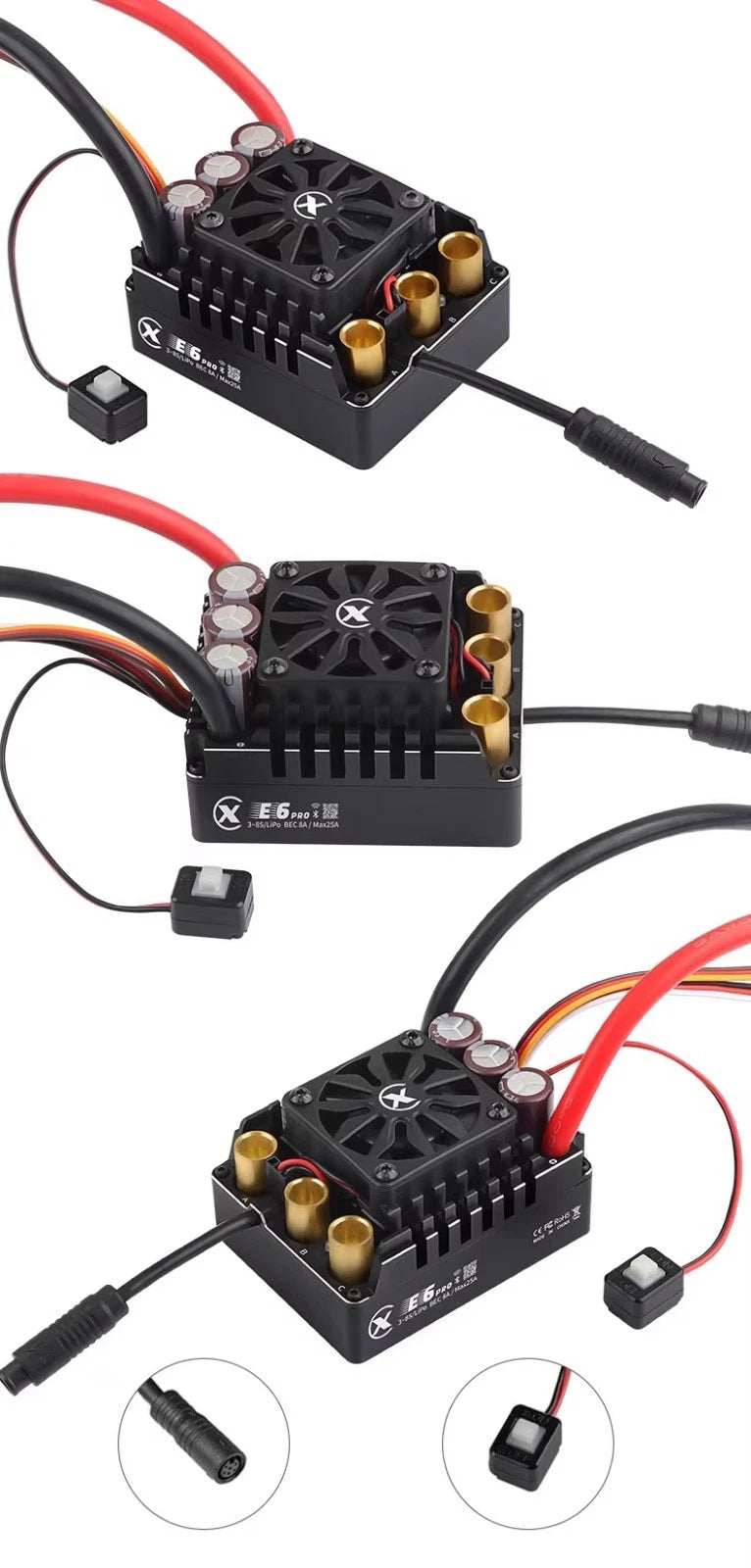 XC-ESC E6 Pro 300A Brushless ESC for 1/7 1/6 RC Cars 3-8S LiPo with Bluetooth App Tuning & Adjustable BEC