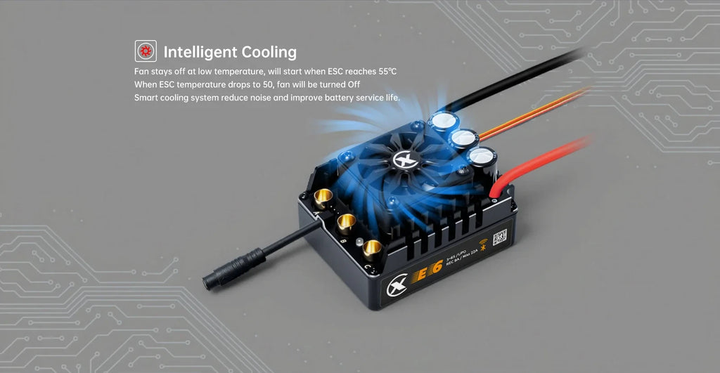 XC-ESC E6 200A Brushless ESC for 1/6 RC Cars 3-8S LiPo with Bluetooth App Control & Adjustable BEC