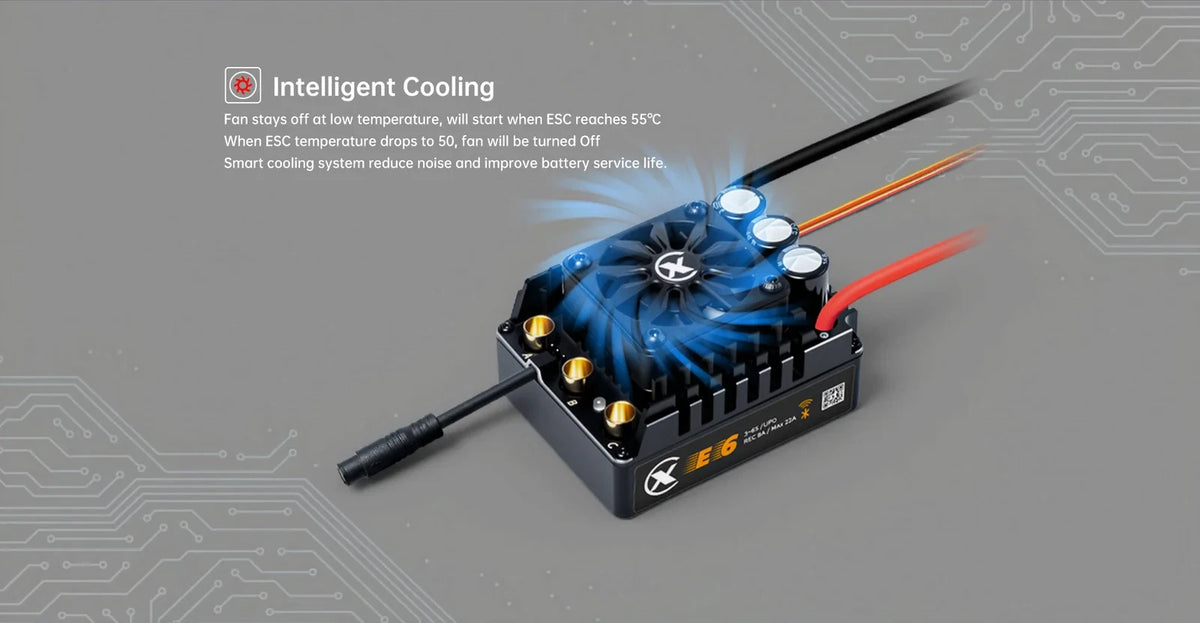 XC-ESC E6 200A Brushless ESC for 1/6 RC Cars 3-8S LiPo with Bluetooth App Control & Adjustable BEC